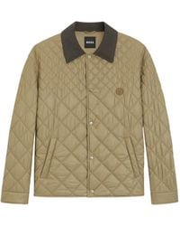 BOSS - Quilted-Finish Logo-Patch Jacket - Lyst