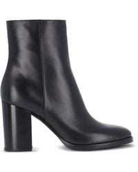 Gianvito Rossi - Santiago Leather Block-Heel Ankle Boots - Lyst