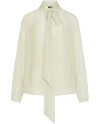 Seventy - Pussy-Bow Semi-Sheer Blouse - Lyst