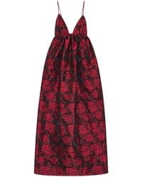 Ganni - Midi-Jurk Met Jacquard En Botanische Print - Lyst