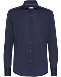 Brunello Cucinelli - Jerseyhemd Aus Seiden-Baumwollgemisch - Lyst