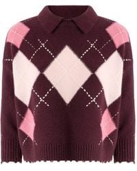 Pinko - Argyle-Pattern Distressed Sweater - Lyst