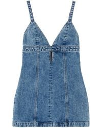 RE/DONE - V-Neck Cotton Denim Dress - Lyst