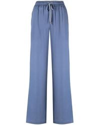 Lorena Antoniazzi - Satin Wide-Leg Track Pants - Lyst