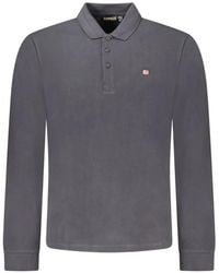 Napapijri - Long-Sleeve Logo-Embroidered Polo Shirt - Lyst