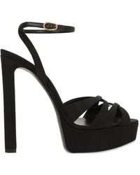 Saint Laurent - 110Mm Chandelle Satin Platform Sandals - Lyst