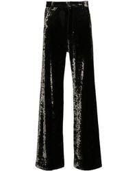 Balenciaga - Crushed-velvet Straight Trousers - Lyst