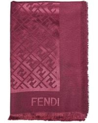 Fendi - Jacquard-Schal Mit Fransen - Lyst