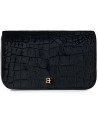 Elisabetta Franchi - Velvet Shoulder Bag With Crocodile Print - Lyst