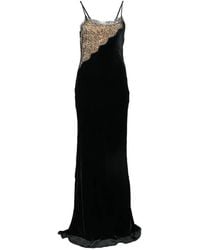 Stella McCartney - Lace-Panelled Velvet Maxi Dress - Lyst