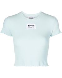 Moschino - Fein geripptes Cropped-T-Shirt - Lyst