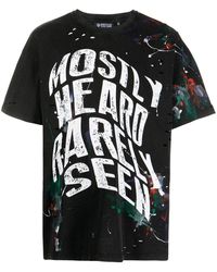 Mostly Heard Rarely Seen - Warped-text Paint T-shirt - Lyst