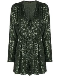 Maje - Sequinned Long-sleeve Playsuit - Lyst