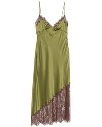 STAUD - Lara Lace-Trim Silk Asymmetric Dress - Lyst