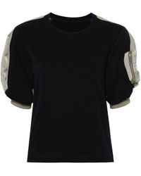 Sacai - Puff-Sleeves Panelled T-Shirt - Lyst