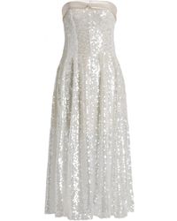 Alberta Ferretti - Abito Midi Senza Spalline - Lyst