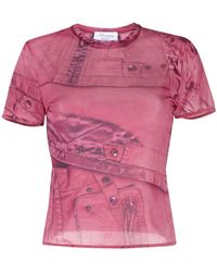 Blumarine - Graphic-print Semi-sheer T-shirt - Lyst