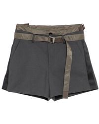Sacai - Belt Side-Panel Shorts - Lyst