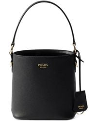 Prada - Saffiano-Leather Mini Bucket Bag - Lyst