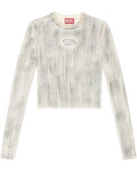 DIESEL - Maglia a costine con placca oval D - Lyst