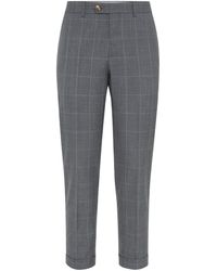 Brunello Cucinelli - Check-pattern Wool Trousers - Lyst
