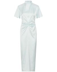 ROTATE BIRGER CHRISTENSEN - Gathered Midi Dress With Short Sleeves - Lyst