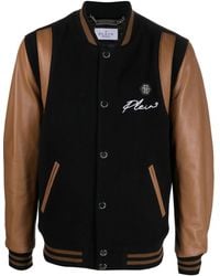 Philipp Plein - Chest Logo-detail Bomber Leather Jacket - Lyst