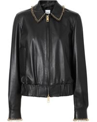Burberry Ring-pierced Lambskin Jacket - Black