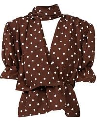 ROWEN ROSE - Chemise À Pois Et Manches Bouffantes - Lyst