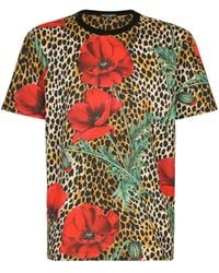 Dolce & Gabbana - Floral Leopard-print T-shirt - Lyst