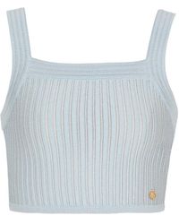 Balmain - Ribbed Square-Neck Top - Lyst