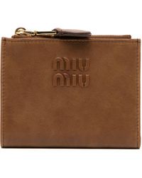 Miu Miu - Logo-embossed Leather Wallet - Lyst