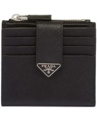 Prada - Saffiano Leather Bifold Card Holder - Lyst