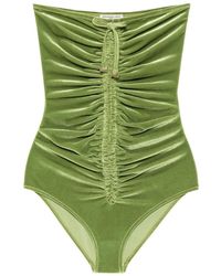 Veronique Leroy - Ruched Velvet Bodysuit - Lyst