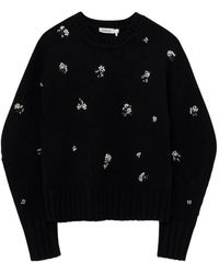 Jonathan Simkhai - Coraline Floral-Embellished Crew-Neck Sweater - Lyst