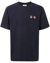 Maison Kitsuné - T-Shirt mit Fuchskopf-Stickerei - Lyst