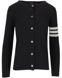 LA ROSE - Stripe-Detail Button-Up Cardigan - Lyst