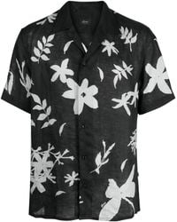 Brioni - Leaf-print Linen Shirt - Lyst