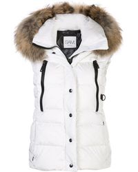 Sam. Doudoune sans manches à capuche bordée de fourrure - Blanc