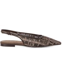 Brunello Cucinelli - Precious Check Embroidery Slingback Flats - Lyst
