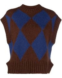 La DoubleJ - Argyle-Check Knitted Vest - Lyst