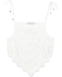 Self-Portrait - Haut À Logo Brodé De Sequins - Lyst