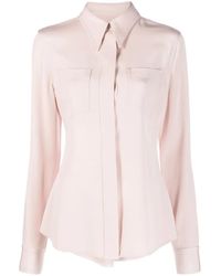 Victoria Beckham - Long-Sleeve Sheer Shirt - Lyst