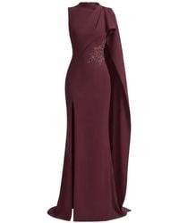 Gemy Maalouf - Draped Beaded Crepe Maxi Dress - Lyst