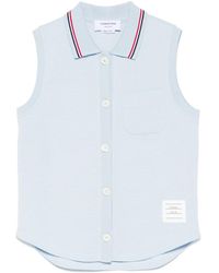 Thom Browne - Cotton Sleeveless Polo Top - Lyst