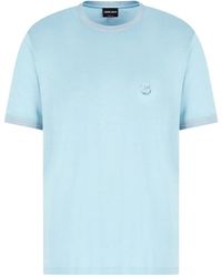 Giorgio Armani - T-Shirt Mit Logo-Stickerei - Lyst