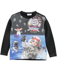 The Artistylist - Graphic-Print Mesh-Sleeve Sweatshirt - Lyst