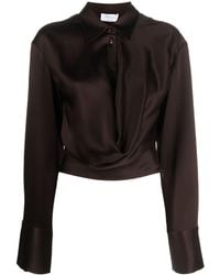 Blumarine - Satin Buttoned Cropped Shirt - Lyst