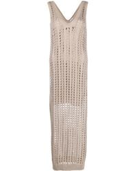 Brunello Cucinelli - Robe En Maille Ajourée À Coupe Longue - Lyst