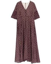 Psophia - Polka-Dot V-Neck Midi Dress - Lyst
